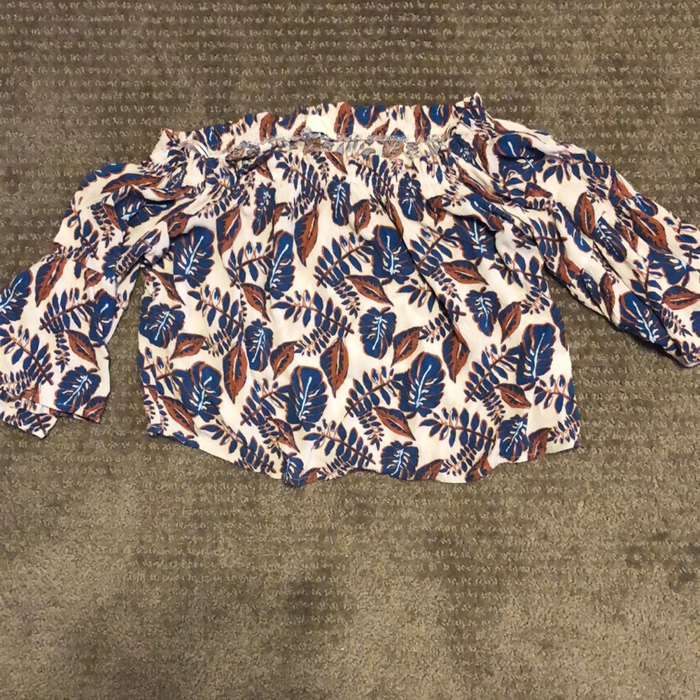 Tropical Print Off the Shoulder Top